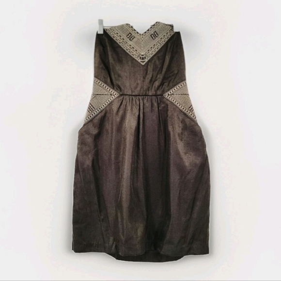 Ecote Urban Outfitters UO Black Boho Dress Womens Medium Iridescent Bohemian - Picture 2 of 16